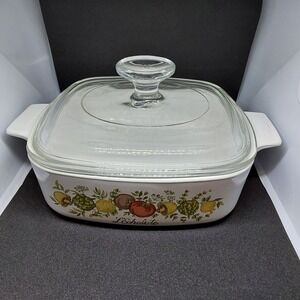 Vintage Corning Ware Casserole Dish W/Lid A-1-B Spice Of Life 1 Quart L'Echalote